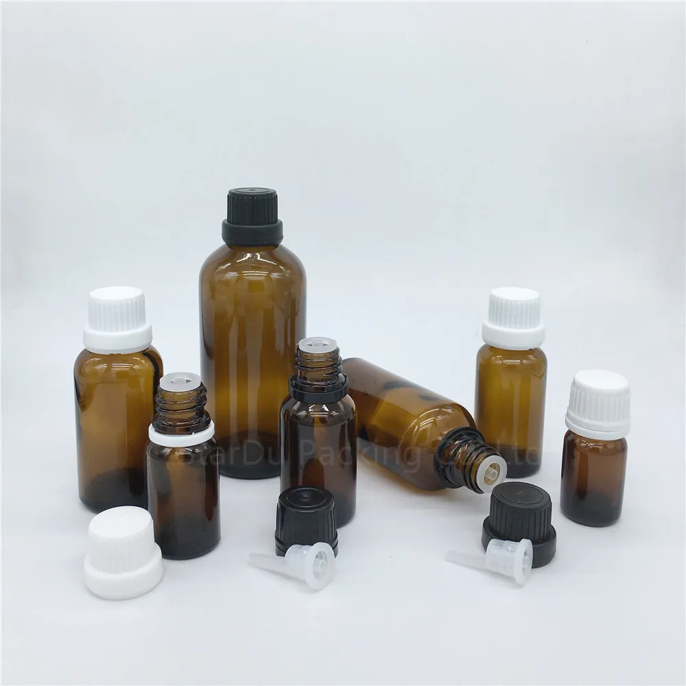 5 ml 10 ml 15 ml 20 ml 30 ml 50 ml 100 ml Amber Glazen Fles, Flesjes Essentiële Olie fles Met Verzegelde Dop Parfumflesjes