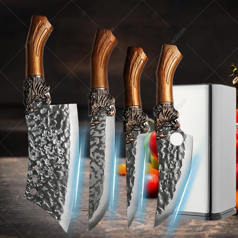 

Stainless Steel Boning Knife Dragon Head Design Forged Fish Fruit Slicing Knives 1-7pcs Kitchen Knife with Optional Knife Holder