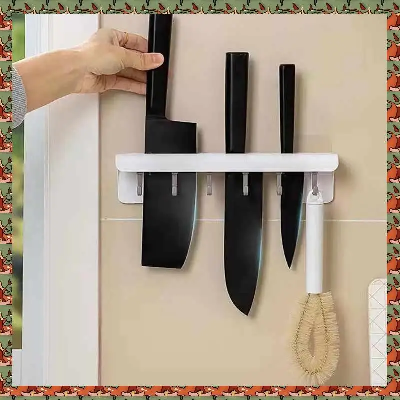 

Настенная кухонная полка, держатель для ножей, полка для хранения с 6 крючками, органайзер для столовых приборов, бытовые детали, синий
