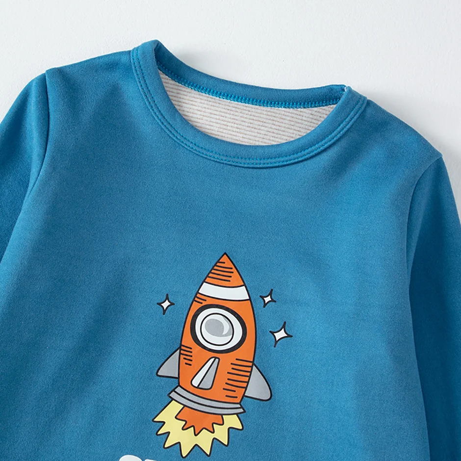 2-teiliges Kinder-Set, Jungen/Mädchen, gleicher Stil, Herbst/Winter, warm, schweißabsorbierend, bedruckt, mehrfarbig, modische Pyjamas – Detail 26