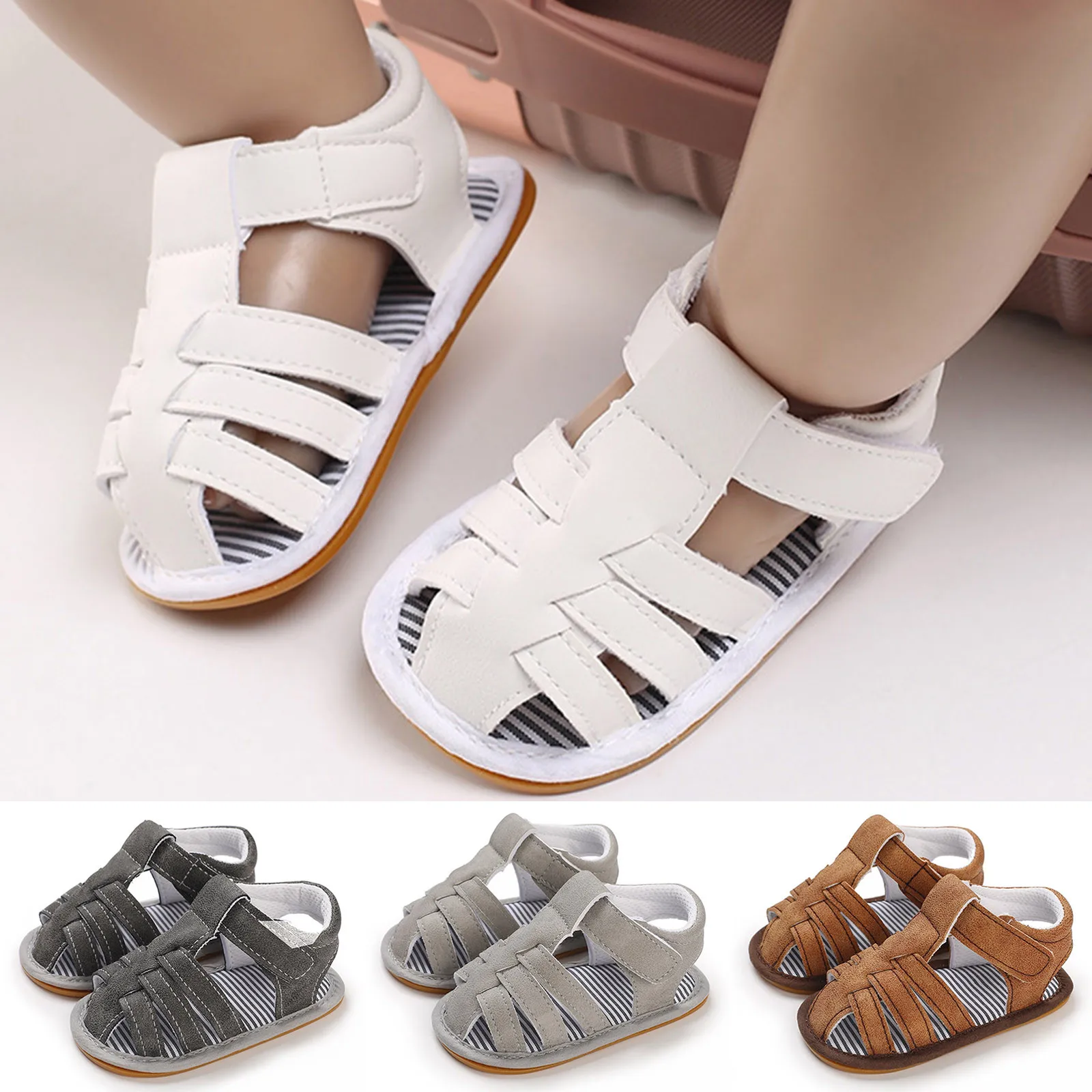 

New Baby Shoes Summer Boy Girl Breathable Sandals Toddler Flats Shoes Soft Rubber Sole Anti-Slip Bowknot Crib First Walker Shoes