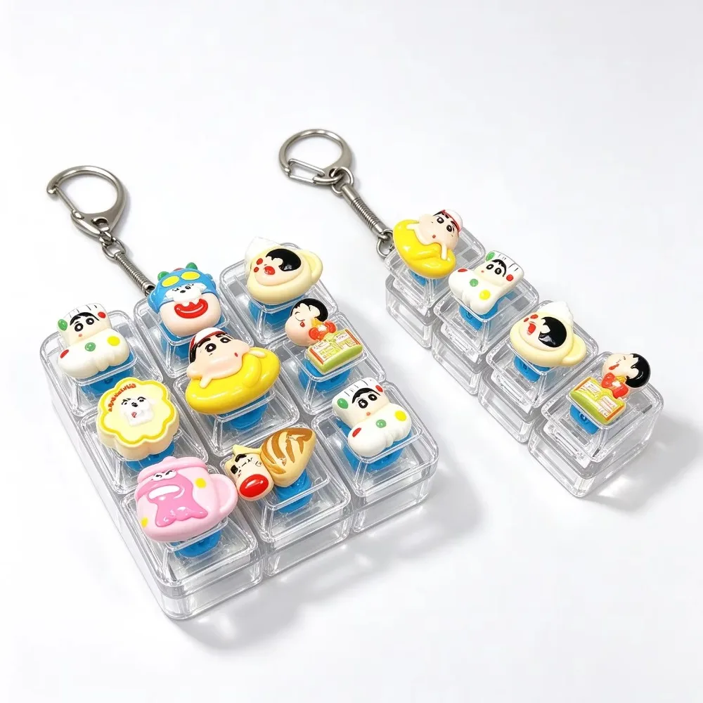 HOT NEW Crayon Shin-chan 26-Key Fidget Keychain Caps Clicker 4 Keys Light Up Pendant Cute Stress Relief Toy Bag Charm Gift