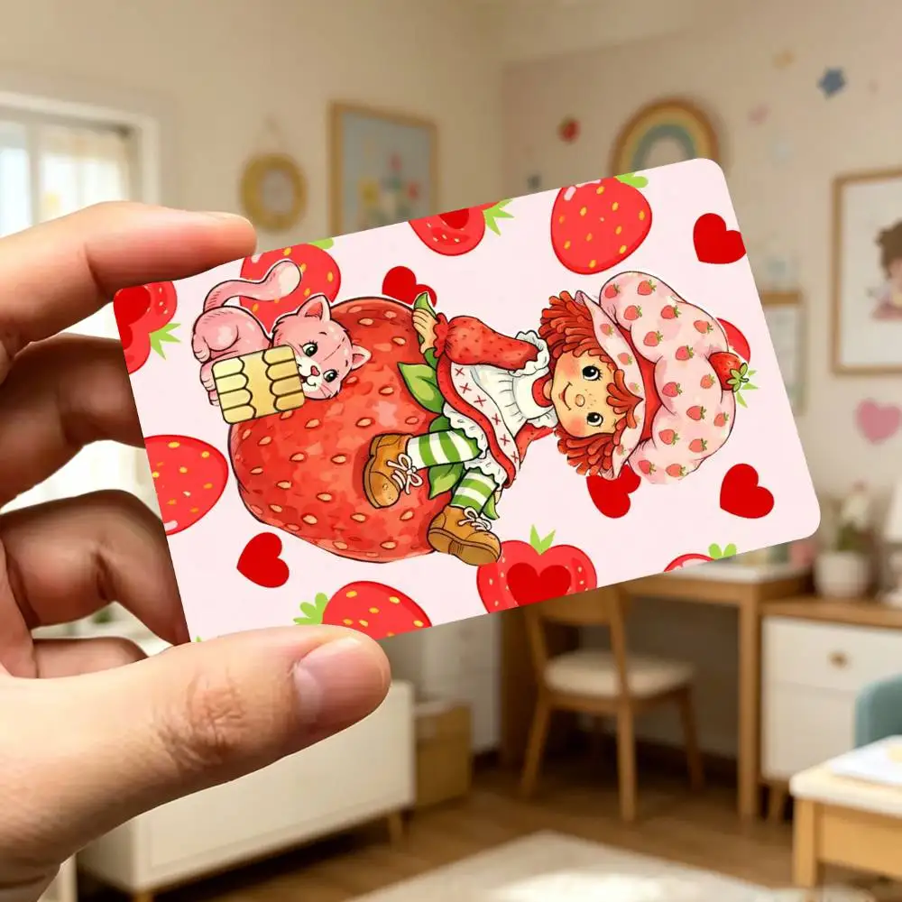 Cute Strawberry-Y S-Shortcake-Girl Sticker Decoration Creative Bank Card Bus Metro Waterproof Sticker