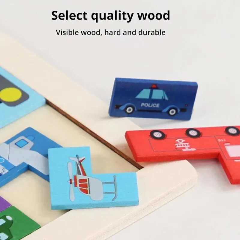 Wooden Building Blocks Cars Traffic Game Puzzle Intelligence Brain Teasers Logic Game Early Educational Block Training Learning