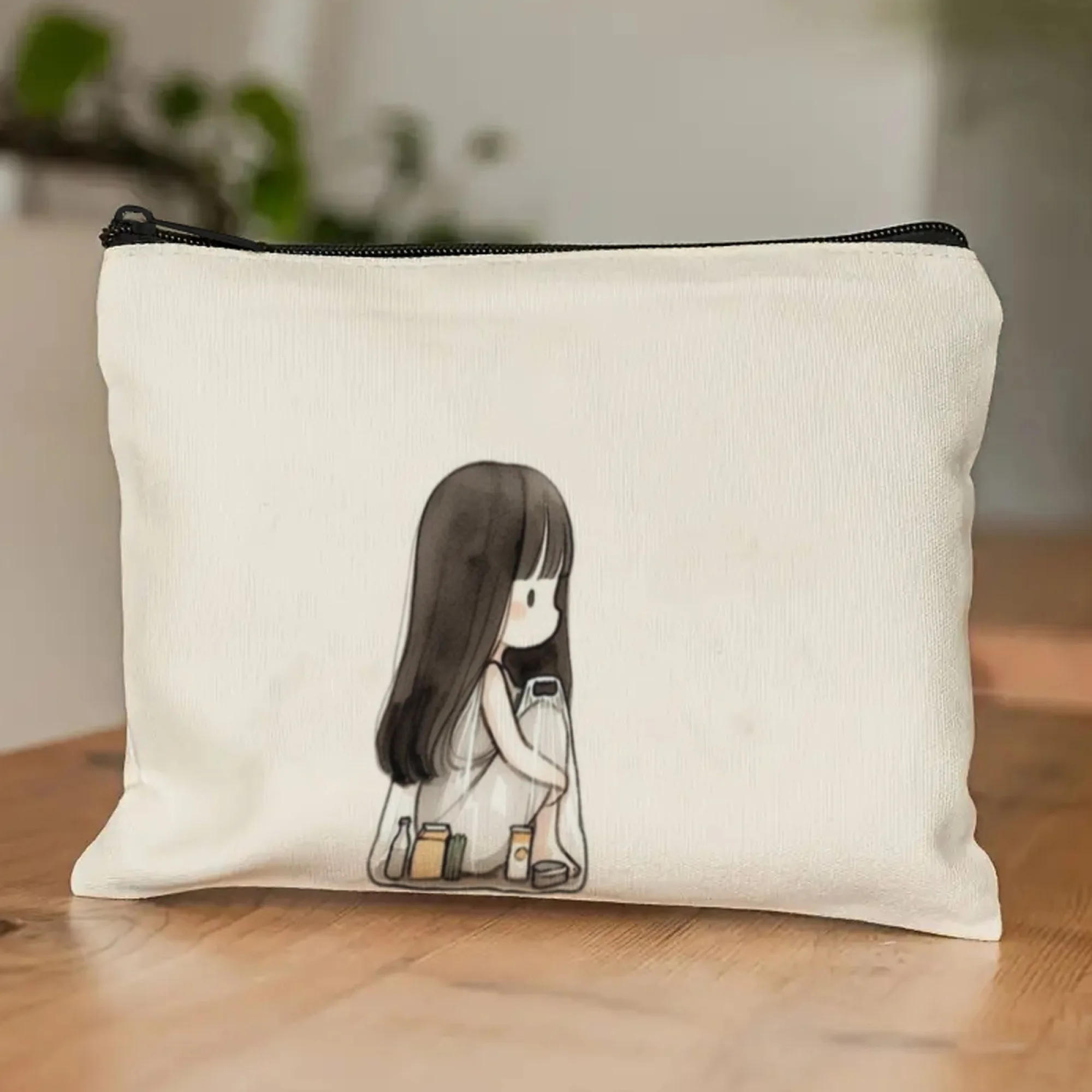 حقيبة مكياج مطبوعة على شكل فتاة ممرضة، حقيبة مستحضرات تجميل محمولة خفيفة الوزن مع سحاب إغلاق مثالية لهدايا عيد الميلاد وأعياد الميلاد للنساء #5