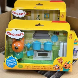 Cartoon Anime Russian Kid-E-Cats Miniature Restaurant Afternoon Tea Series Action Figure Doll Play House Toys Collect Ornaments