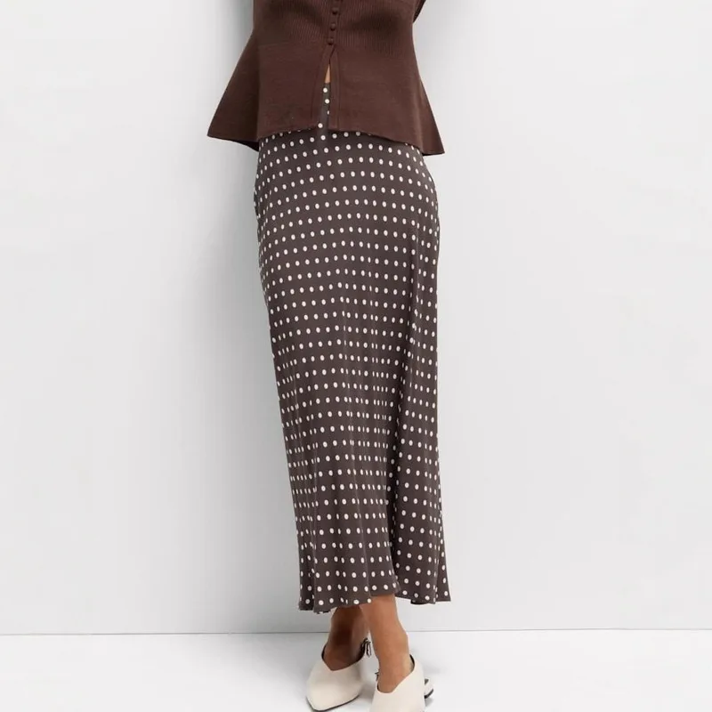 Женские винтажные юбки с принтом в горошек, весенние, длинные, облегающие, фасона «русалка»/«труба», повседневные, в стиле ретро, Харадзюку