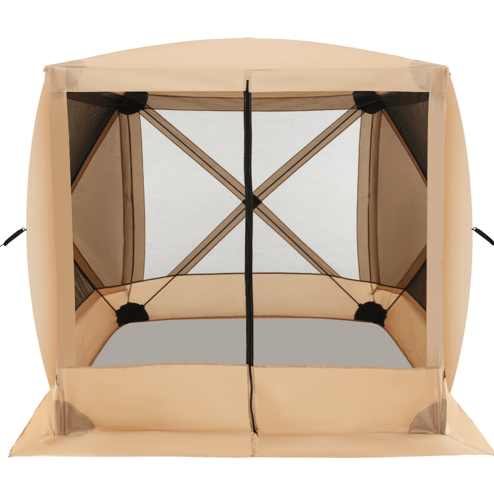 GOFLAME 4-Panel Pop up Camping Gazebo, Instant Setup Screen House Gazebo Tent w/ 2 Sunshade Cloths, Center Hub