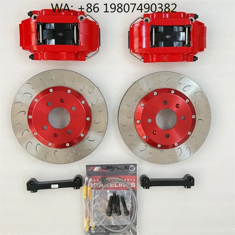 

4-Pot Brake Caliper with 300x24mm Disc, Racing Refit Parts Compatible with 16 Inch Rim for Multiple Car Models