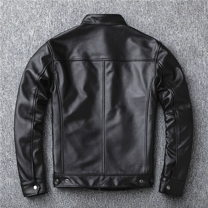 Veste en cuir véritable noir pour hommes, manteau de motard de rue, style moteur classique, mode décontractée, vente en gros, livraison gratuite