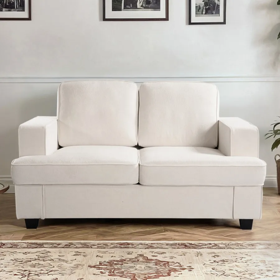 Modern Velvet Loveseat, Comfortable 2 Seater Couch with Deep Seating and High-Density Foam, Loose Back Cushions, Wide Arms, Liv
