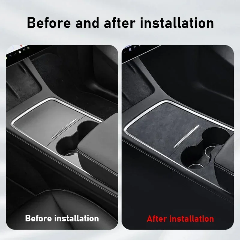 For Tesla Model 3 Y Suede Center Control Panel Trim Sticker Alcantara Protective Stickers Decorative Modify Car Accessories