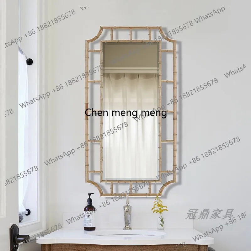 

New Chinese-style bathroom wall-mounted bathroom mirror antique washstand makeup mirror dressing mirror