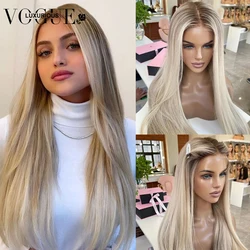 Ombre Platinum Ash Blonde Colored Straight 13X4 Transparent Lace Front Human Hair Wigs Brazilian Remy Frontal Wig On Sale