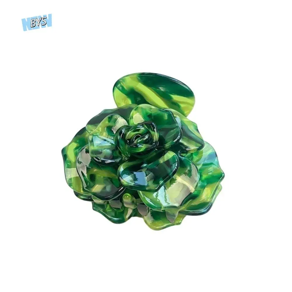 

Elegant Camellia Hair Claw Gradient Color Korean Style Flower Shark Clip Hairgrips Acrylic Acetic Acid Hair Claw School