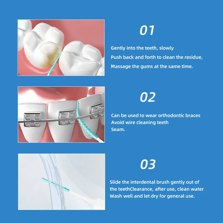 20pcs/Interdental Brush Soft Rubber Teeth Cleaning Tools Dental Cleaning Between Teeth Toothbrush Oral Hygiene Care Tools