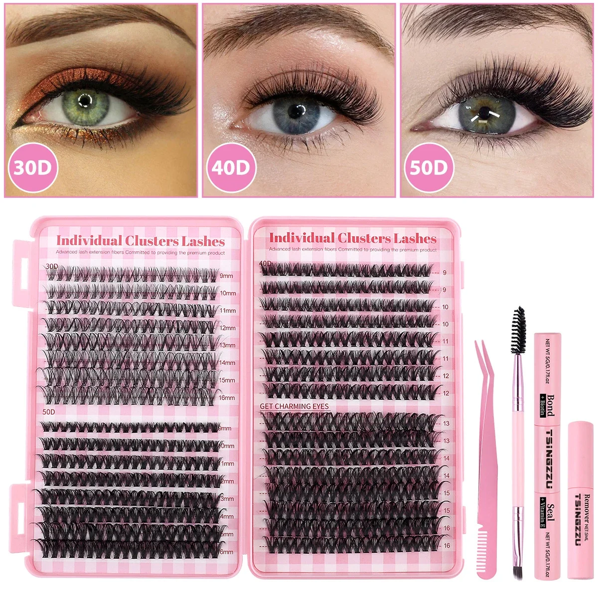 15pcs DIY Lash Extension Kit Lash Clusters With Bond Cluster Lashes  Curling False Eyelash Clusters With Tweezers