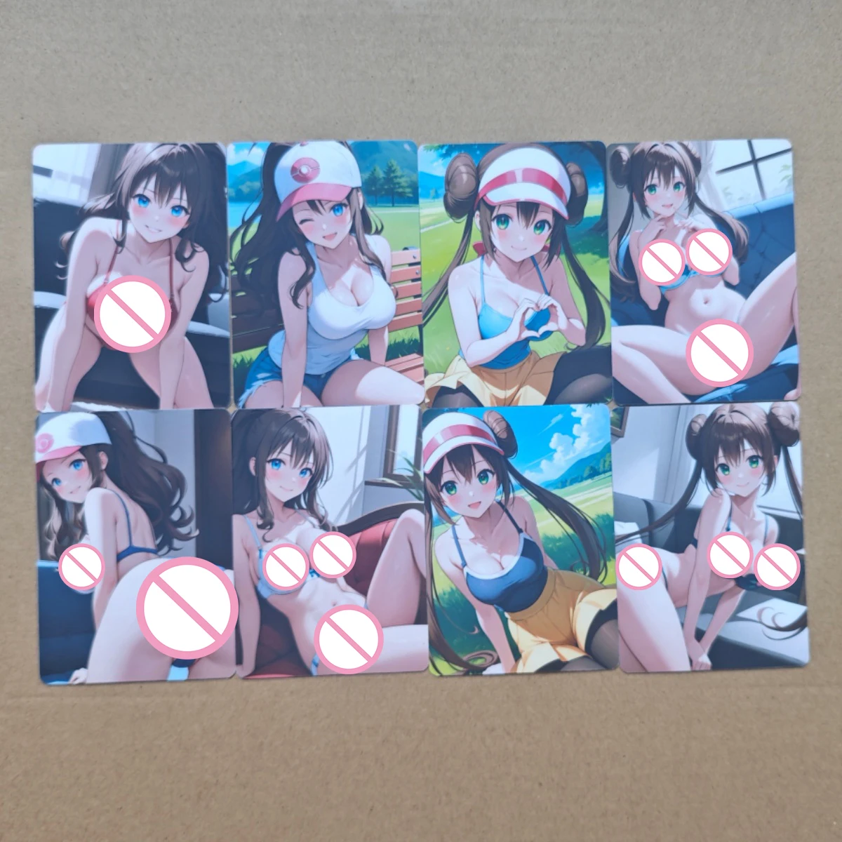 

Double side 8Pcs/set Sexy Trainer Card Pocket Monsters ACG Iono Lillie No Mosaic Cartoon DIY Animation Collection Card 18+