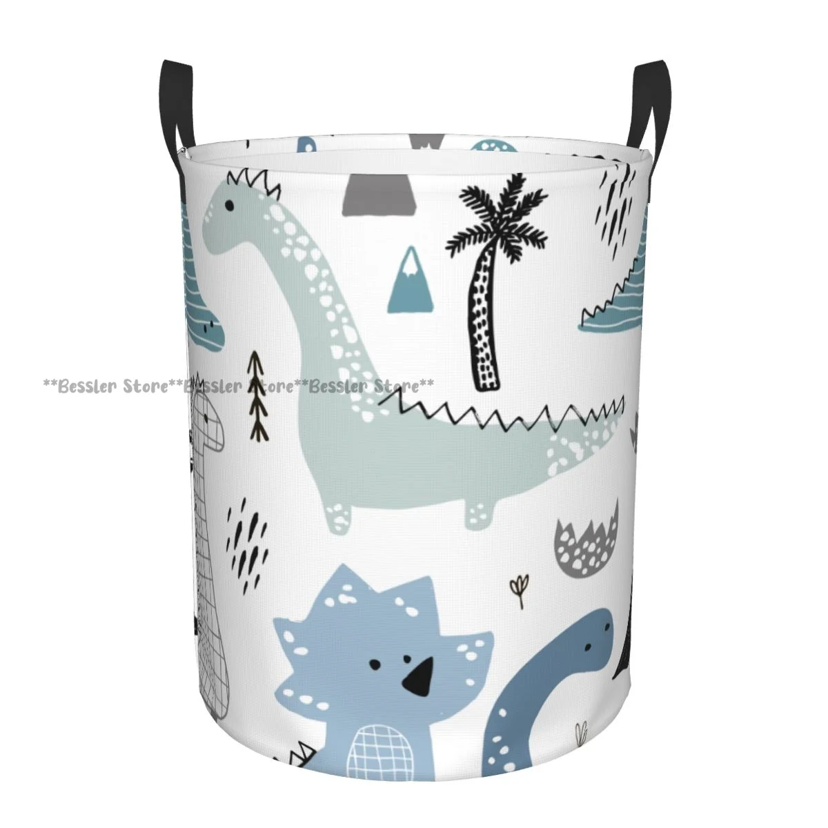 

Hand Drawn Scandinavian Dinosaur Waterproof Storage Bag Household Dirty Laundry Basket Folding Clothes Organizer