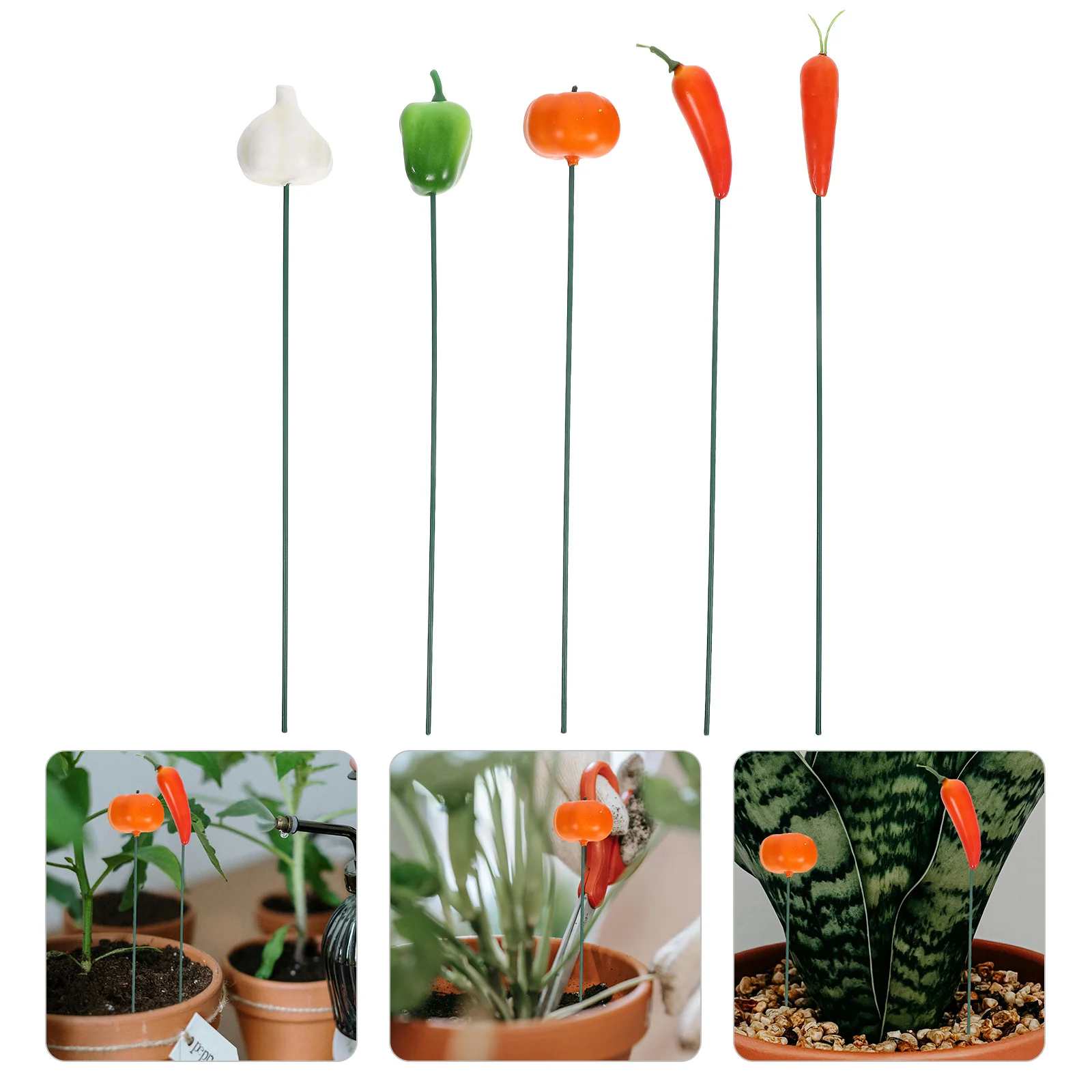 

5Pcs Food Stake Garden Decor Realistic Outdoor Plant Support Decorative Flowerpot Yard Planter Accessories Gardening Stakes