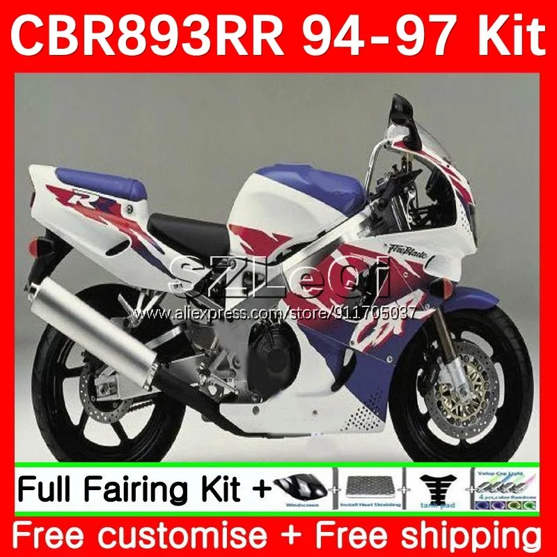 Body For HONDA CBR 893 893RR CBR900 CBR893 RR Red blue CC CBR893RR 94 95 96 97 45No.28 CBR900RR 1994 1995 1996 1997 Fairing