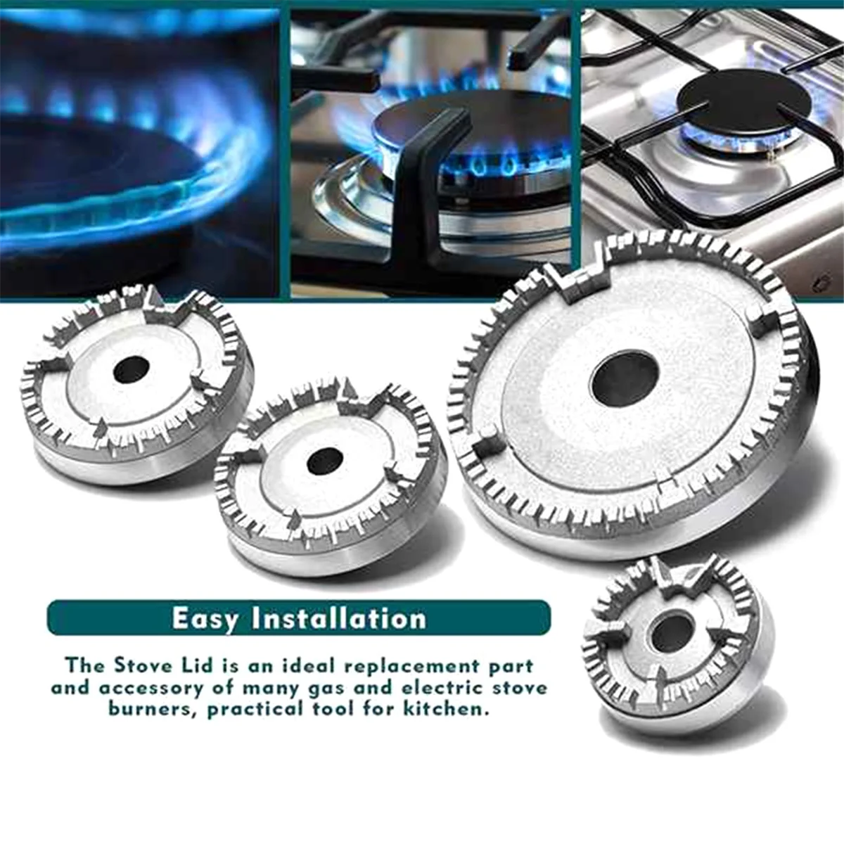 Cooker Hat Set Stove Lid, Oven Gas Hob Burner Crown Flame Cap, Upgraded Gas Burner Flame Cap Fits Most Gas Stove Burners