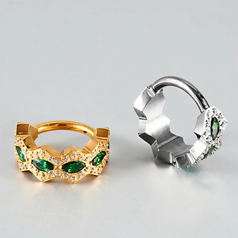 

2Pcs G23 Titanium Goth Earrings Hinged Segment Septum Nose Ring Clicker Cartilage Conch Daith Hoop CZ Titanium Piercing Jewelry