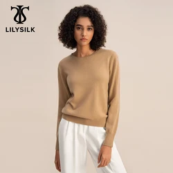 Maglione di Cashmere di seta LILYSILK per le donne 2023 primavera nuovo morbido Comfort caldo manica lunga girocollo Top Casual Essentials spedizione gratuita