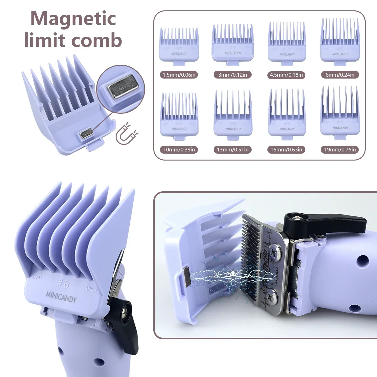 JUCAI MINICANDY JC06 ماكينة قص الشعر الاحترافية DLC Blade 7200RPM محرك بدون فرشاة مع شاحن قاعدة 3200 مللي أمبير في الساعة محل حلاقة