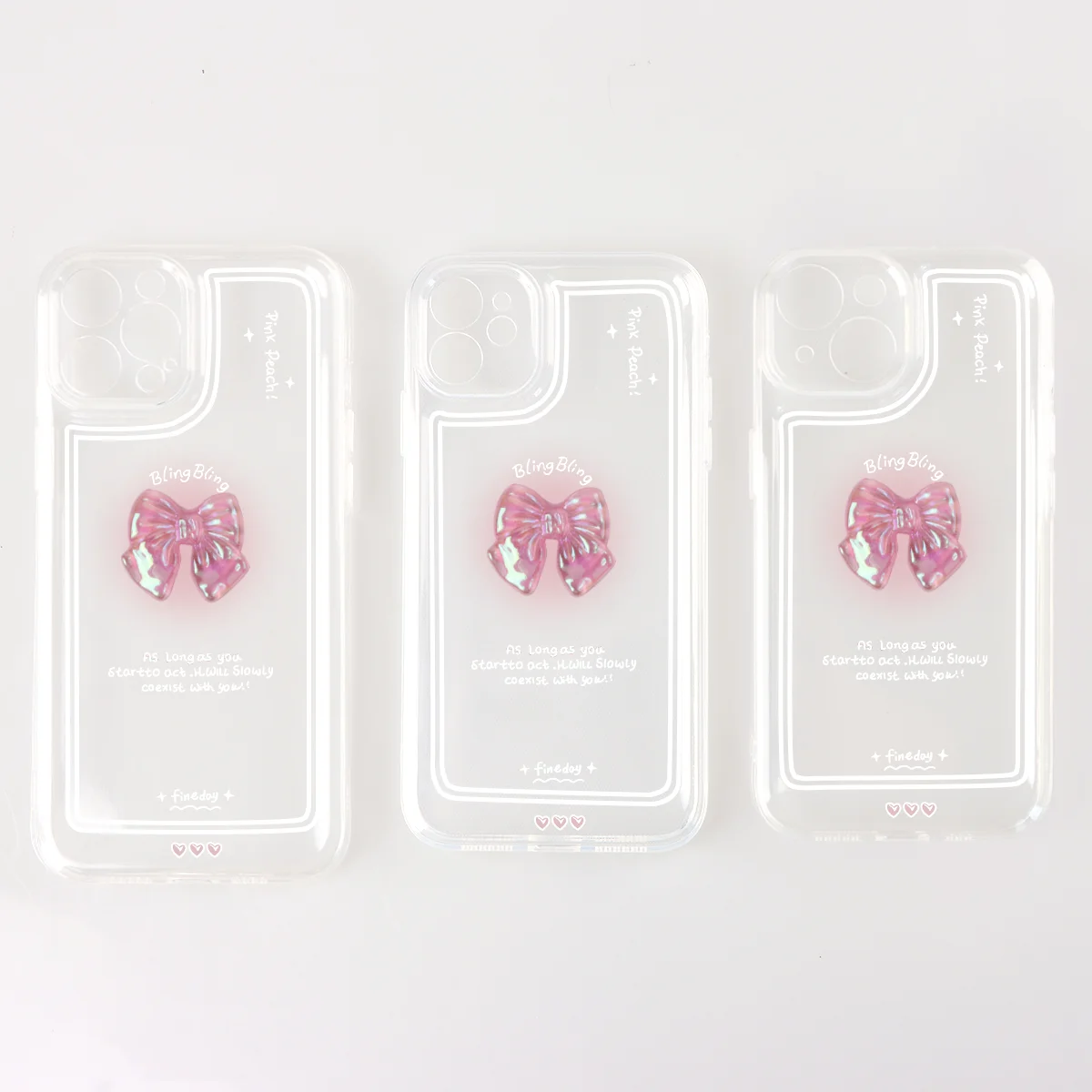 Bowknot Transparent Phone Shell for iPhone 15 Pro Max 13 Pro 14 12 11 Lens Protection Shockproof Screen Protectors Casing