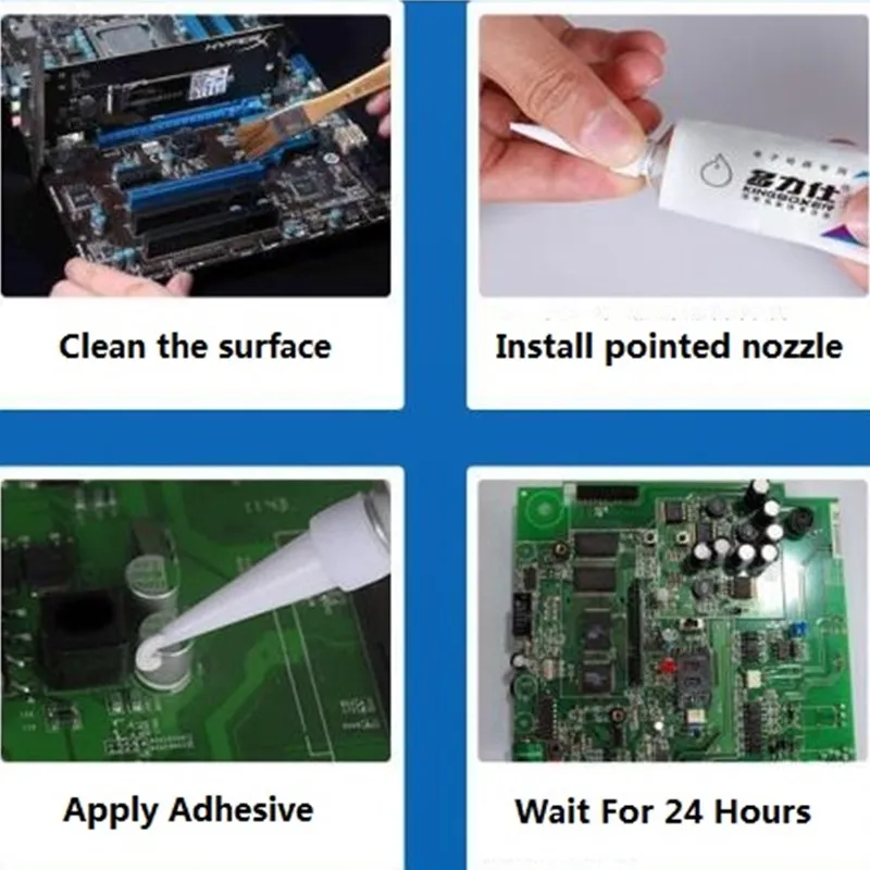DX-9012T Adesivo de silicone industrial, resistente a altas temperaturas, impermeável, Bond LED Electronic Components Glue, 100ml