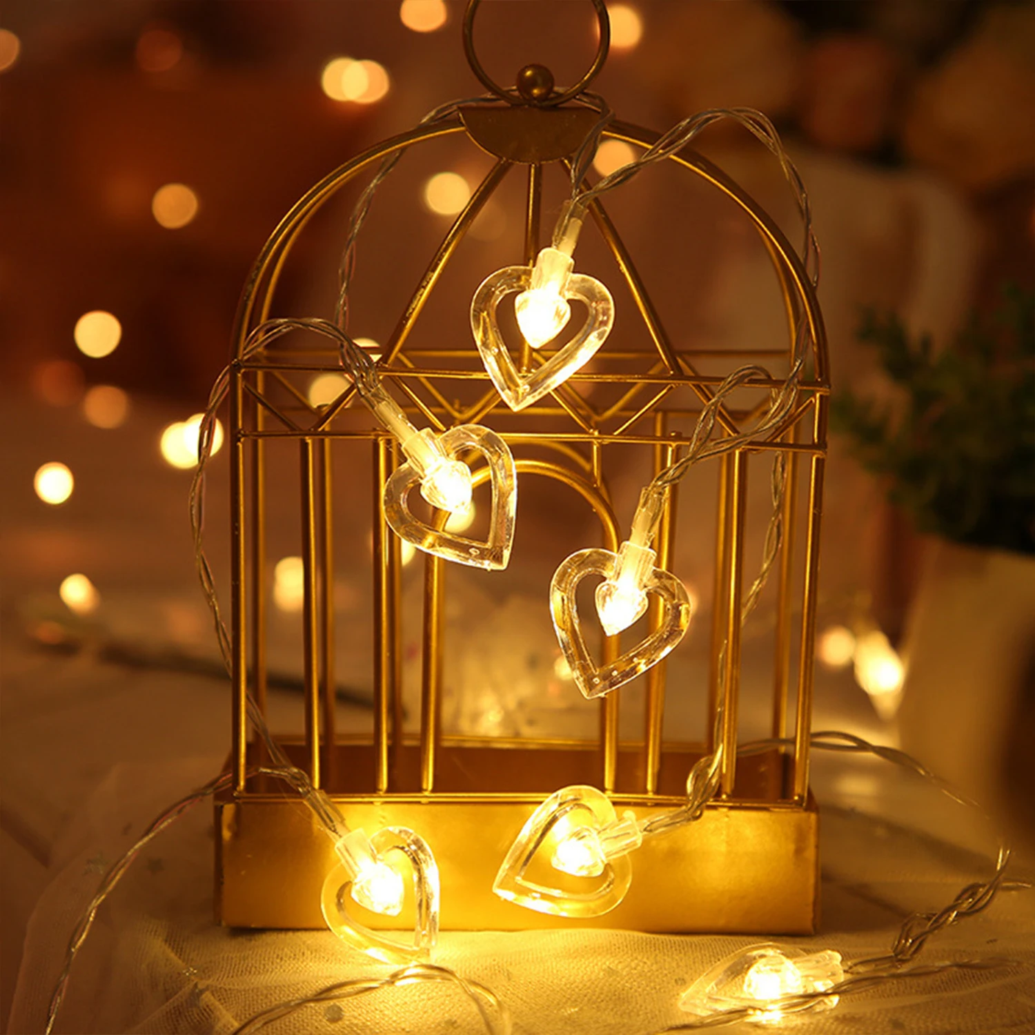 3m 20led Sweet Heart Light String Love Fairy String Lights Battery Powered For Wedding Valentine's Day Christmas Garland Decor