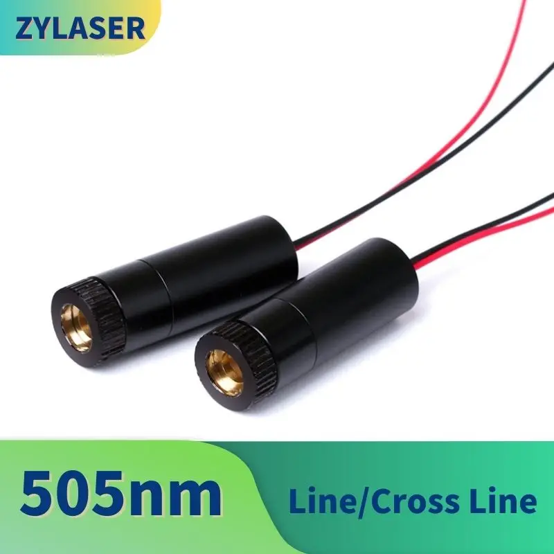 Laser vert focalisable avec lentille en plastique, technologie de diode, qualité industrielle, ligne croisée, ligne, 12mm, 505nm, 5mW, 10mW, 20mW, 30mW