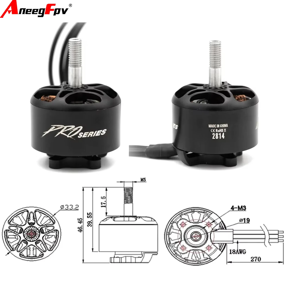 EMAX pro Series 2814 Brushless CW Motor 830KV 730KV 3-6S 4mm Shaft for 9Inch 10Inch Long Range FPV RC Racing Drone Accessories