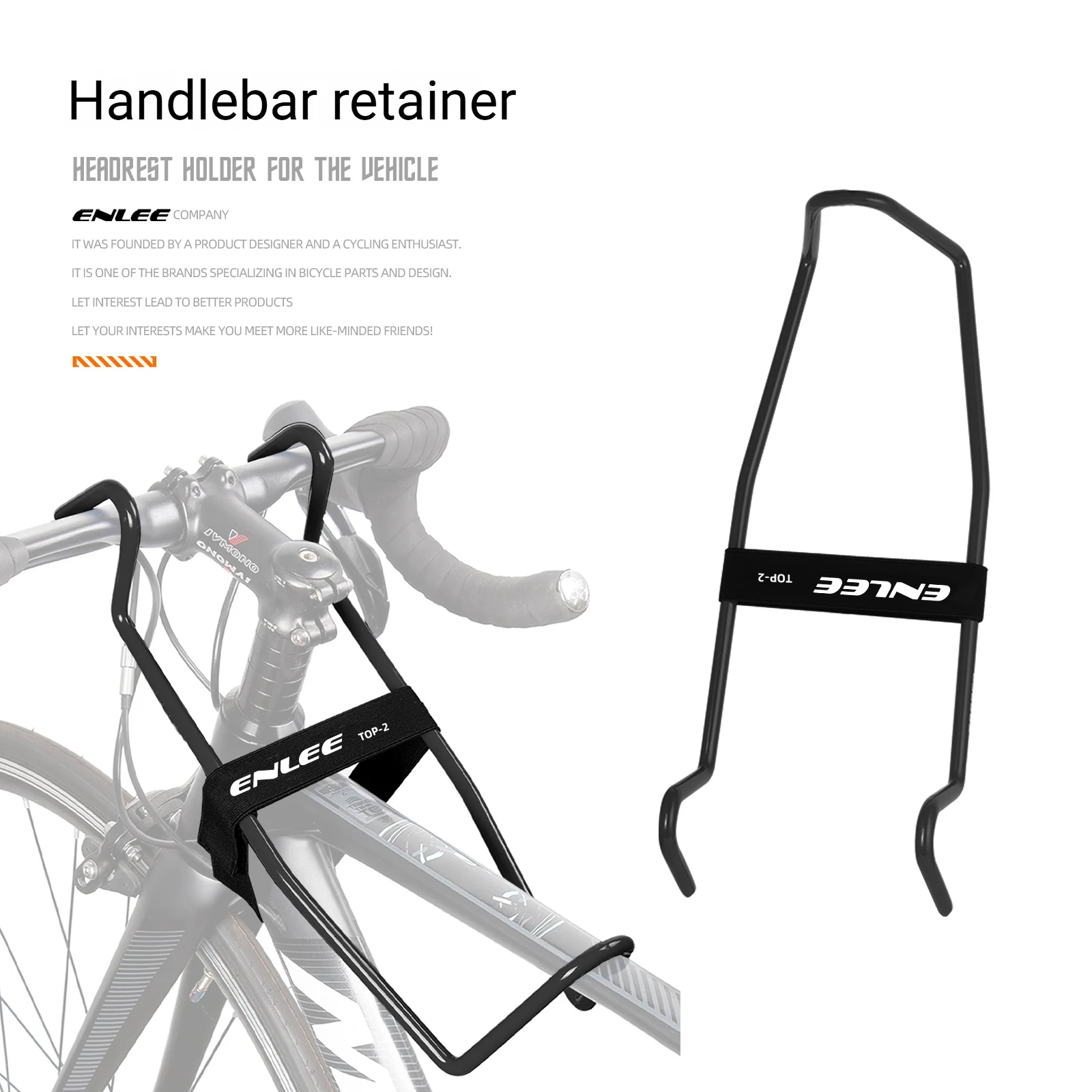 ENLEE TOP-2 Fahrrad-Lenkerstabilisator, Gummibeschichteter Metallrahmen mit Klettverschluss, Geeignet für Lenker-Demontage, Wartung,