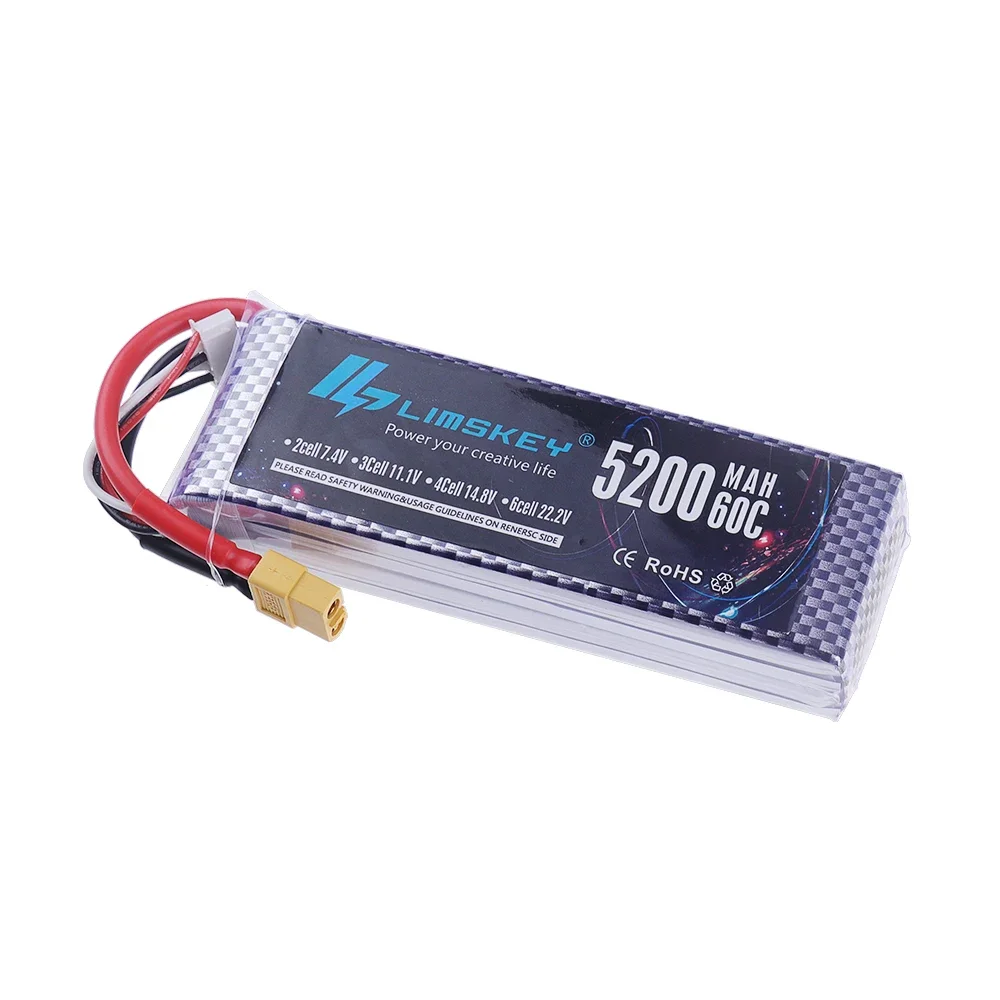 4S LiPo Battery 14.8V 5200mAh 60C for RC Car with Deans Plug XT60 Connector For RC Car Helicopter Drone Boat Airplane