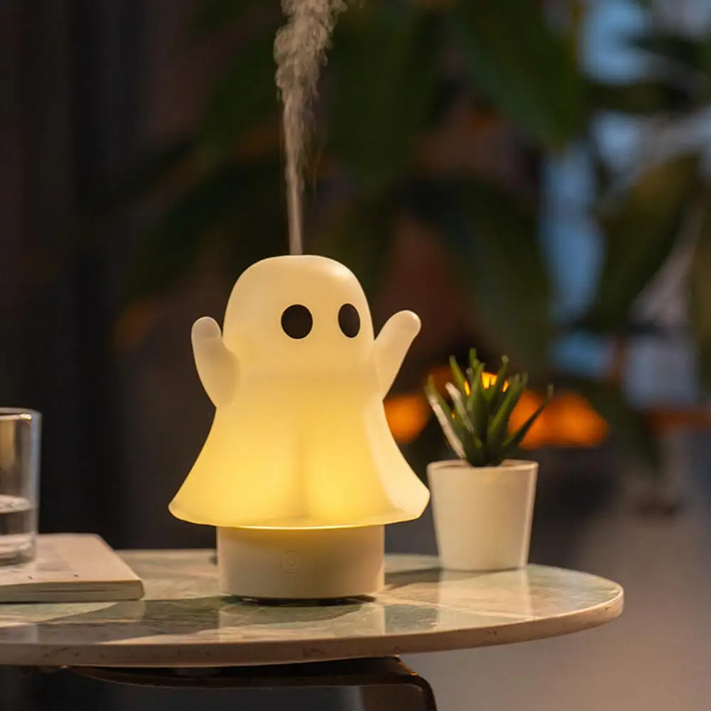 Diffusore di aromi USB silenzioso Mini diffusore di olio ad ultrasuoni a forma di fantasma con luce a 7 colori 3 in 1 umidificatore per aromaterapia luce notturna