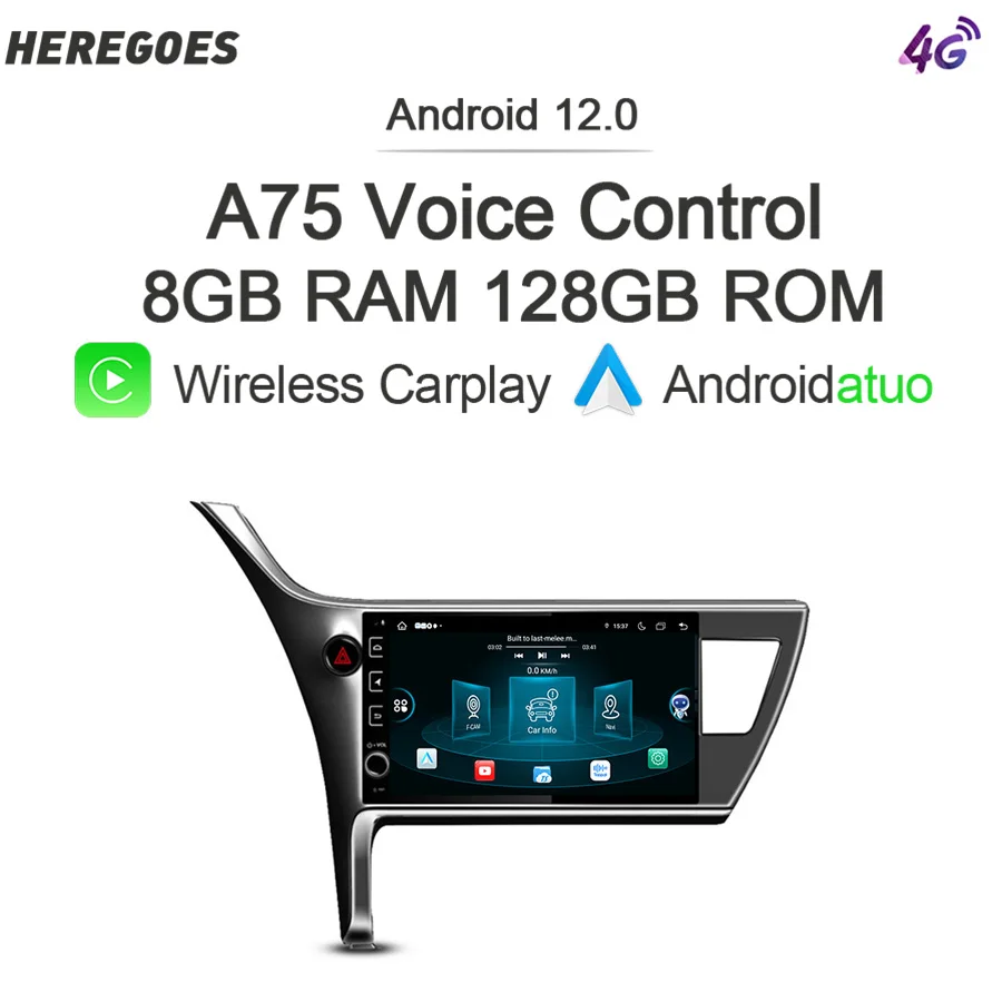 

Carplay 10 "DSP Android 12 автомобильное радио для Toyota Corolla 11 Auris E180 2017 2018 2019 навигация GPS 8G + 128G LTE Wifi Bluetooth