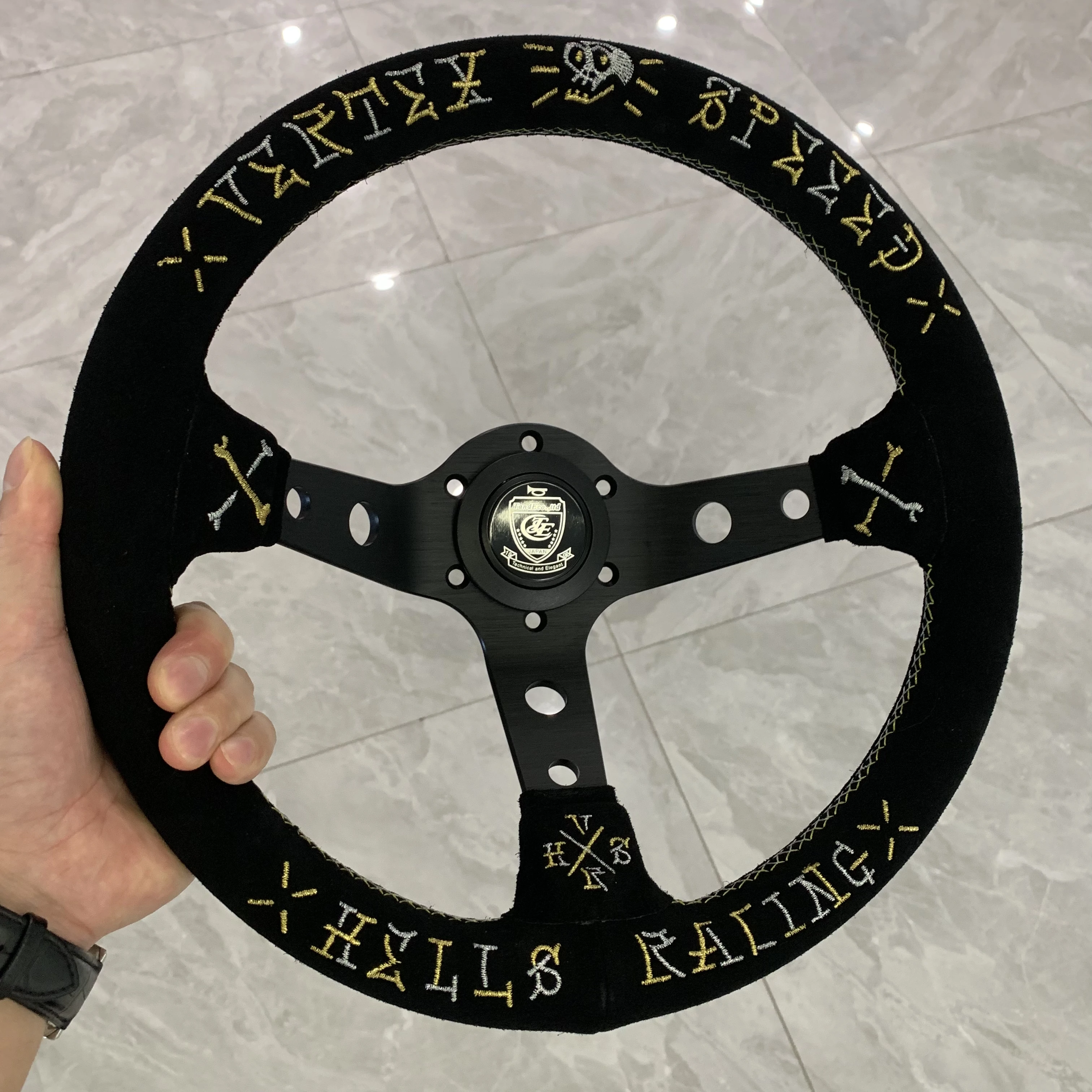 Vertex Universal Car Steering Wheel Leather Embroidery Racing Modified Auto parts Sports Steering Wheel