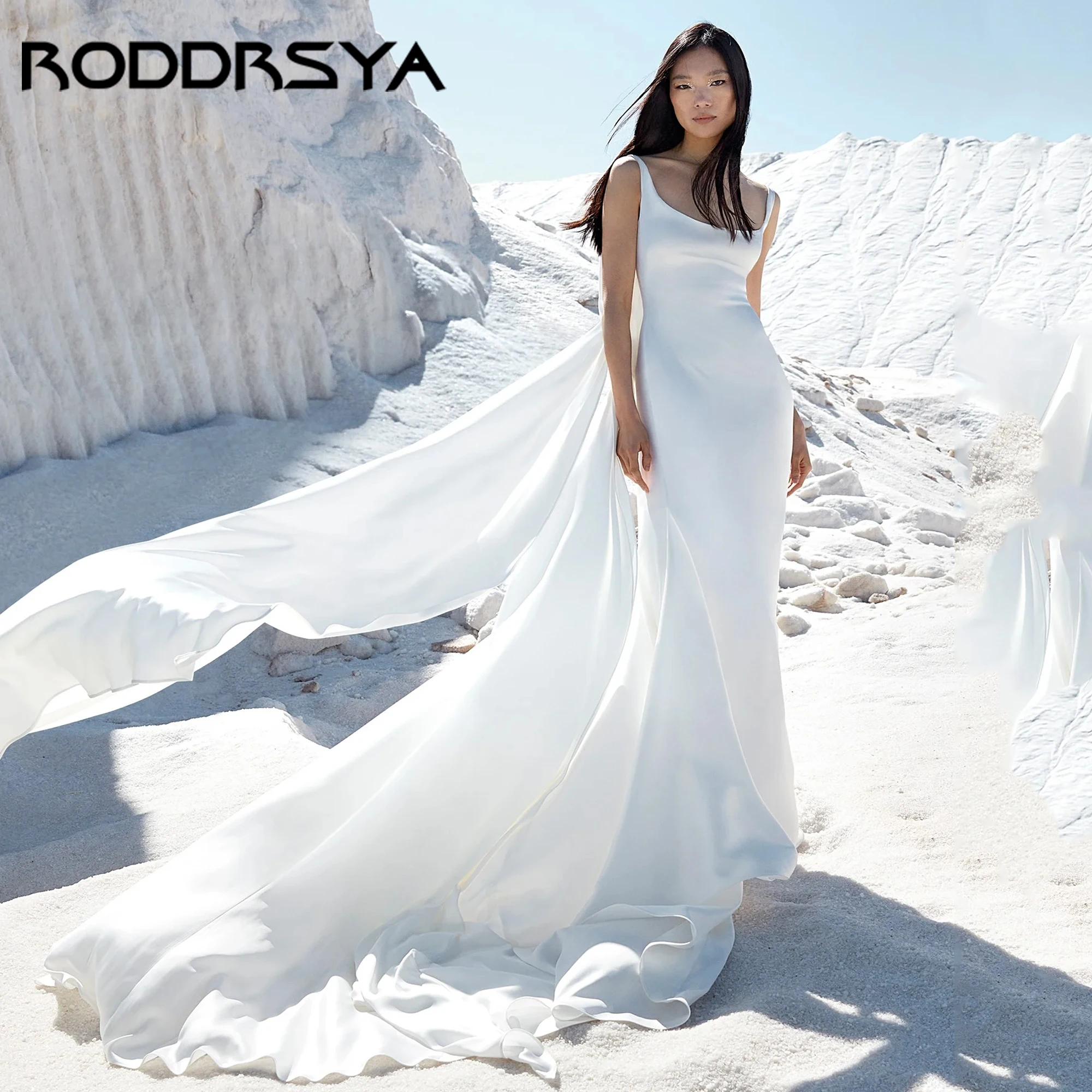 

Satin Spaghetti Straps Square-Neck Mermaid Wedding Dresses Mermaid Luxury Backless Wedding Gowns Vestidos De Novia Customized