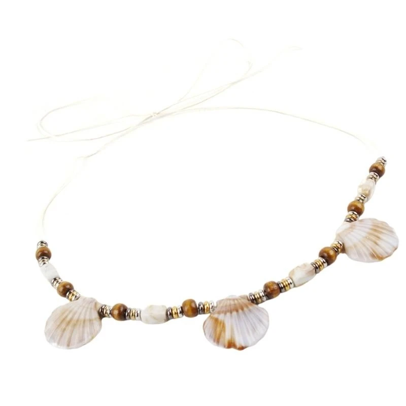 5asd gỗ đính cườm cho đội mũ rơm trong dây đeo dây đai với vỏ sò biển có thể điều chỉnh chiếc mũ thay thế ban nhạc thay thế