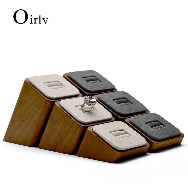 

Oirlv Wooden Ring Display Stand 3-Piece Set Solid Wood Wedding Ring Holder Display Set Wooden Ring Stand Holder 3-Pieces Set