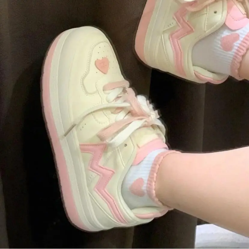 2023New Japanese Casual Canvas Kawaii Pink Flat Women\'s Sneakers Platform Sports Shoes Vulcanize Running Lolita Tennis Fashion