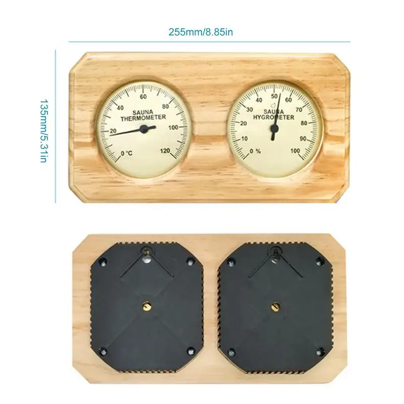 Wood Sauna Thermometer Hygrometer 2 In 1 Sauna Room Humidity Temperature Gauge Double Dial Pointer Type Humidity Gauge