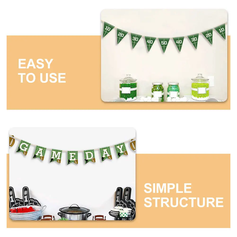 

4Pcs Rugby Football Banner Decorations Hanging Party Supplies Birthday Wall Decor Sports Theme Football Birthday Party