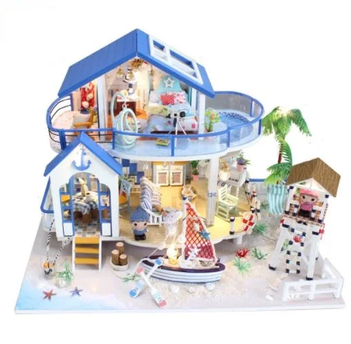 Toys & Hobbies Assembly Wooden DIY Doll House with Resin Miniatures Music Box Leds 