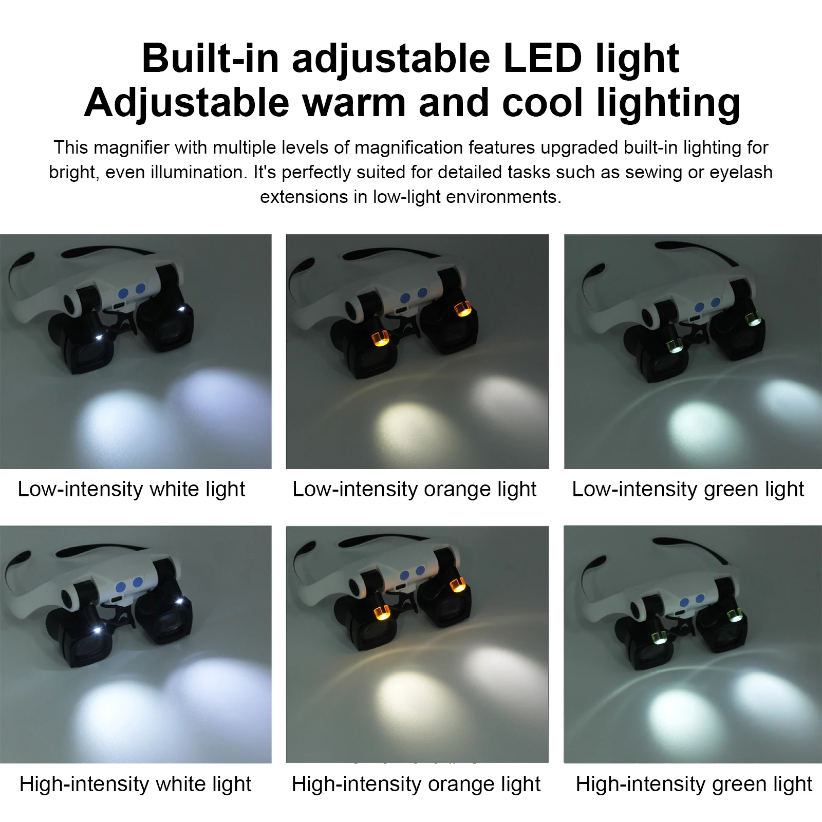 ヘッドバンド型拡大鏡 LEDライト付き ハンズフリー拡大鏡 - Jewelry Repair & Watches Reviews のレビューと価格