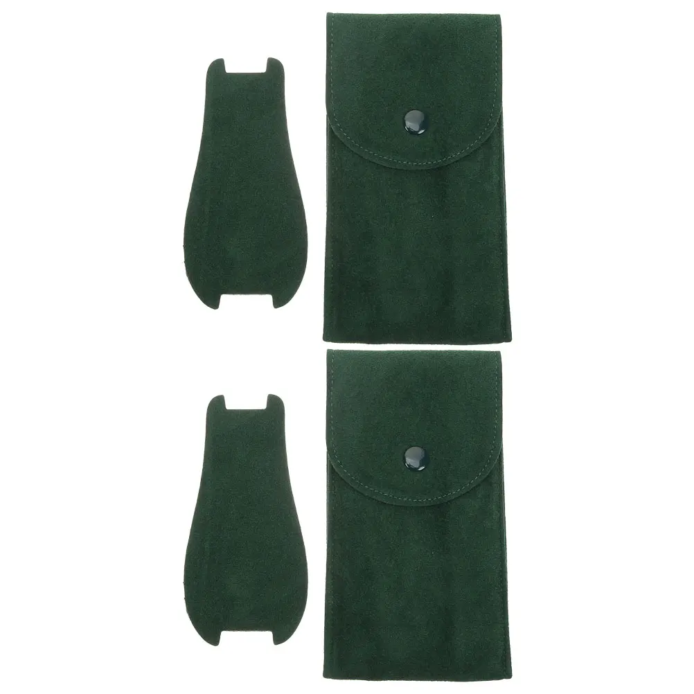 

2pcs Watch Storage Bag Portable Flannel Case Container for Watches Green Travel Outdoor Protective Organizer Jewelry Display