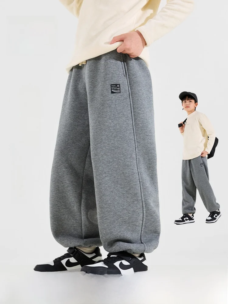 Bluem Boys Fleece Lined Sports Pants Children's Winter Long Trousers Casual Cotton Polyester Blend mid Waist Cargo Pants