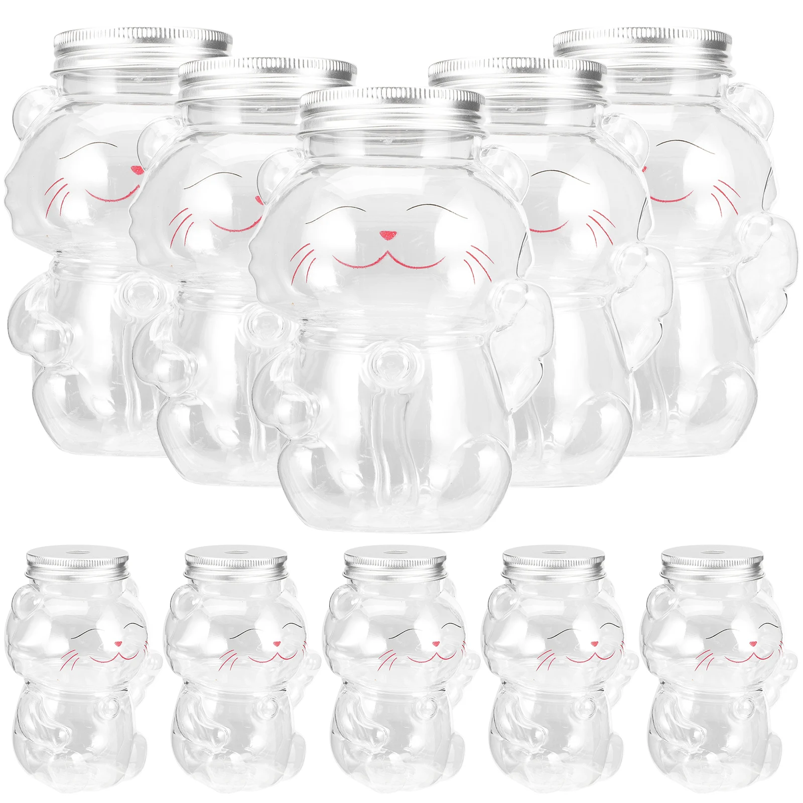 

10pcs Milk Tea Bottles 350Ml Portable Cat Shape Empty Juice Bottles Leakproof Reusable Beverage Containers For Party School Work